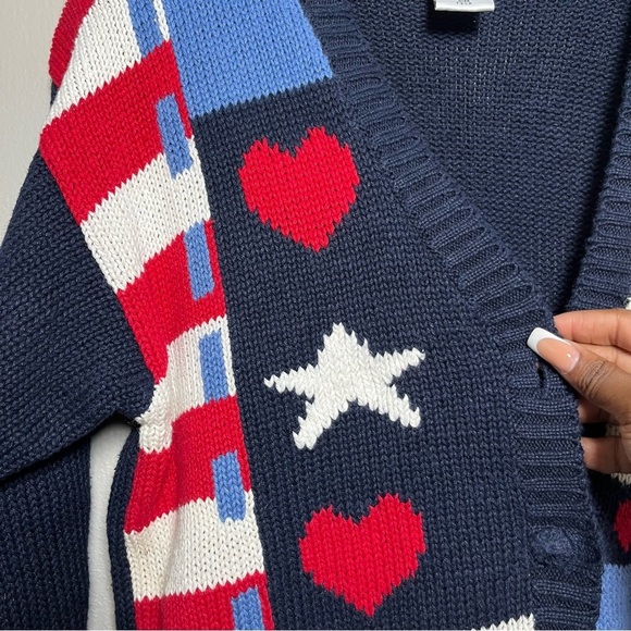 Vintage 90s‎ School Teacher Cardigan Sweater Medium Oversized Blue American Bear - Picture 8 of 12